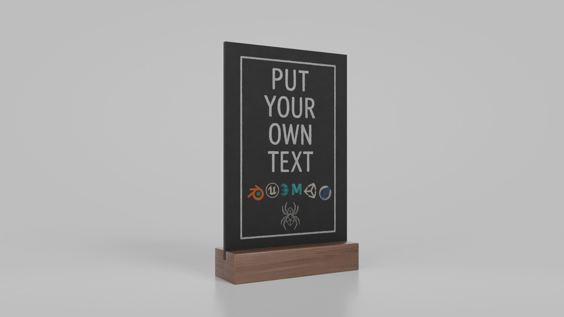 Customizable Countertop Rectangular Chalkboard - Standard Stand Low-poly 3D model_2