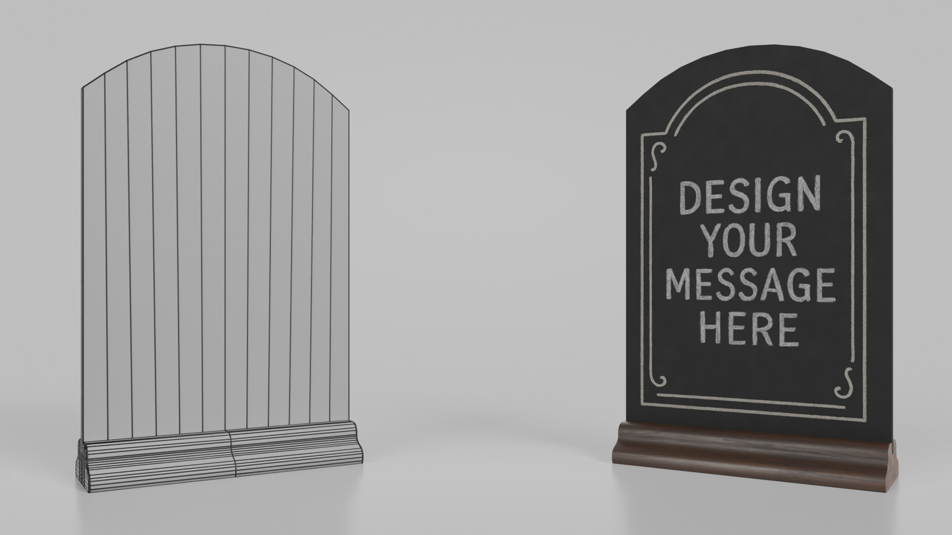 Customizable Countertop Arched-Top Chalkboard - Ogee Stand Low-poly 3D model_11