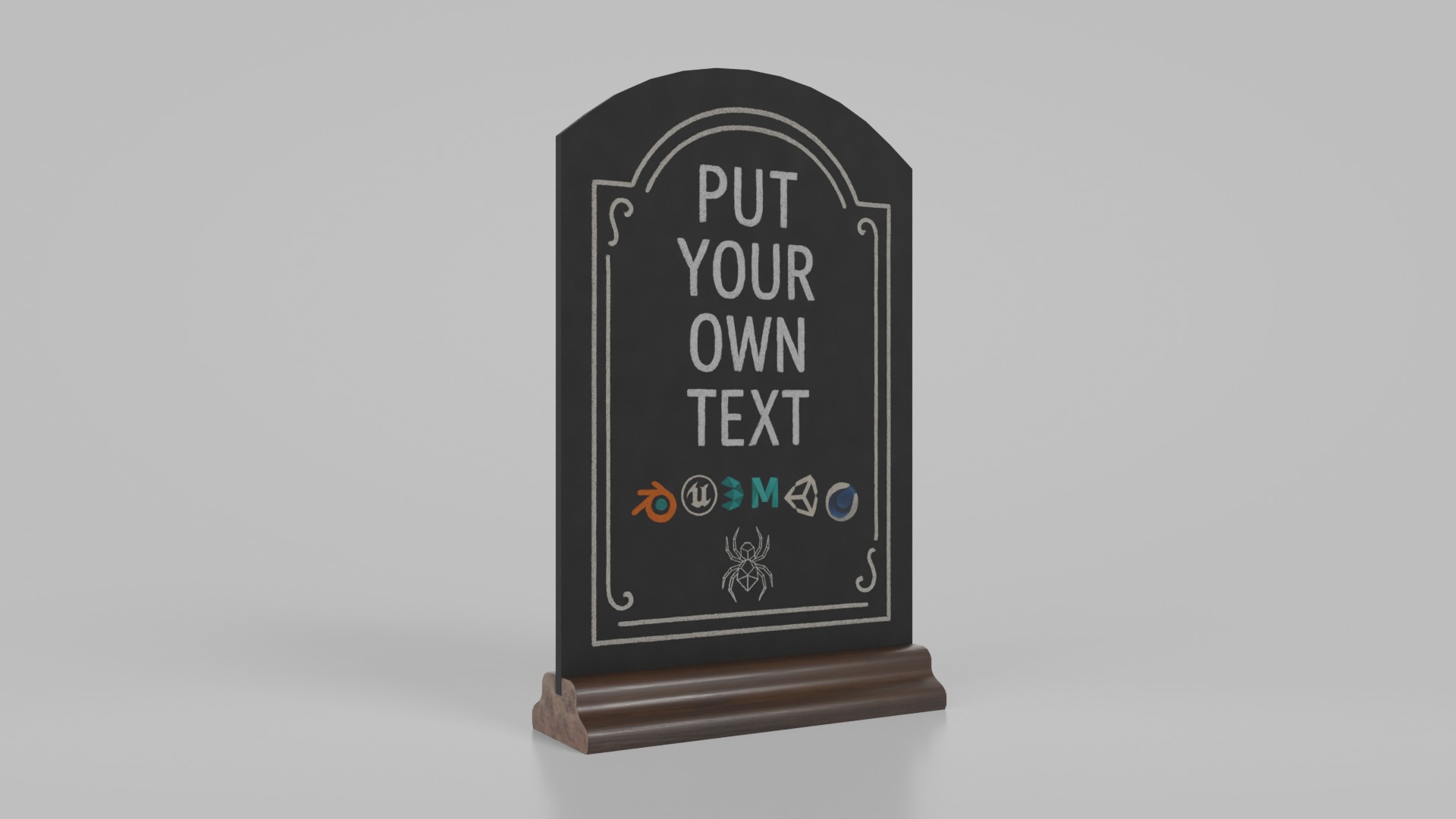 Customizable Countertop Arched-Top Chalkboard - Ogee Stand Low-poly 3D model_2