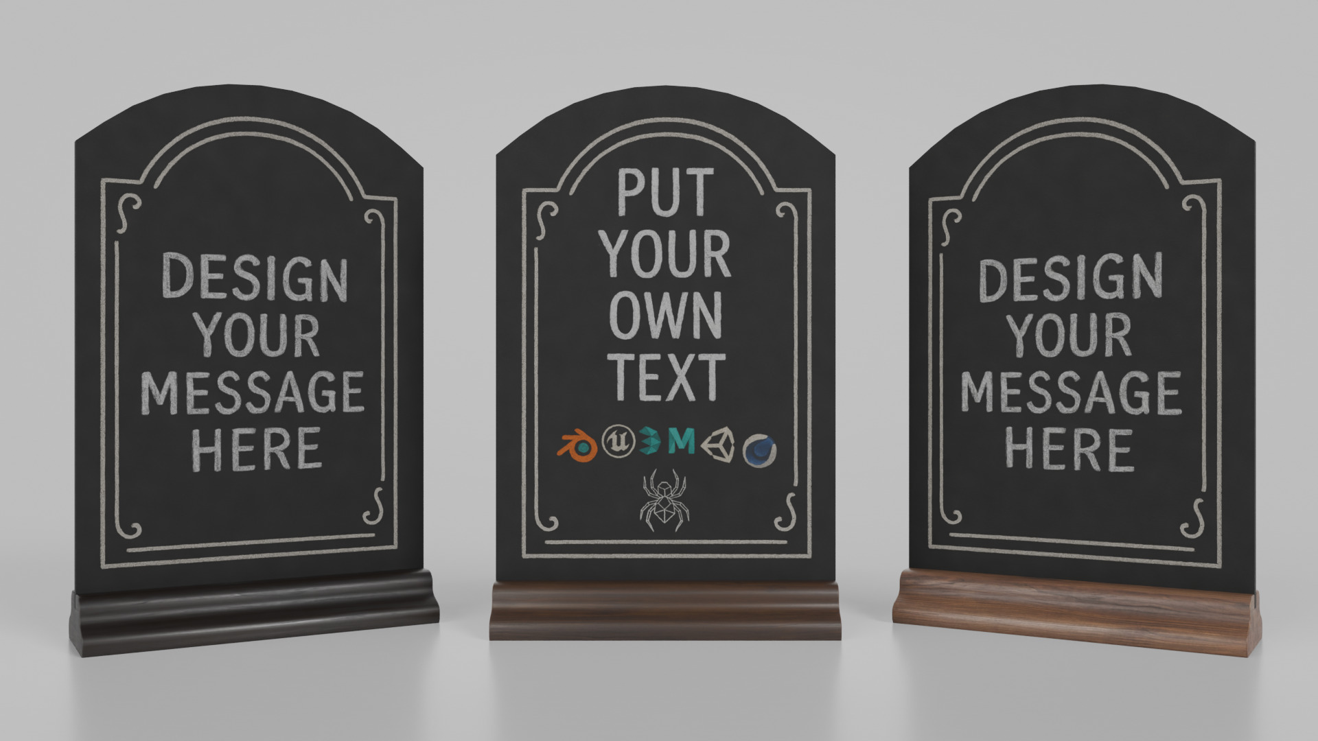 Customizable Countertop Arched-Top Chalkboard - Ogee Stand Low-poly 3D model_9