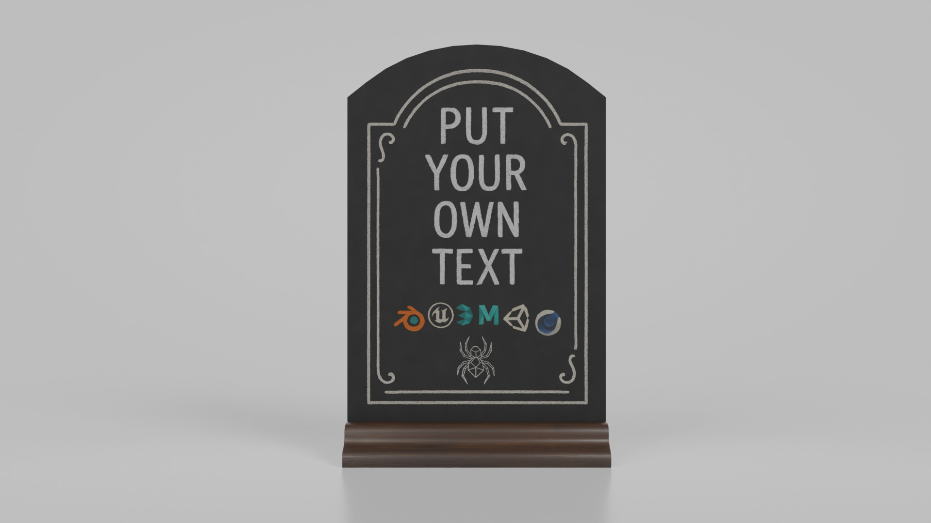 Customizable Countertop Arched-Top Chalkboard - Ogee Stand Low-poly 3D model_4