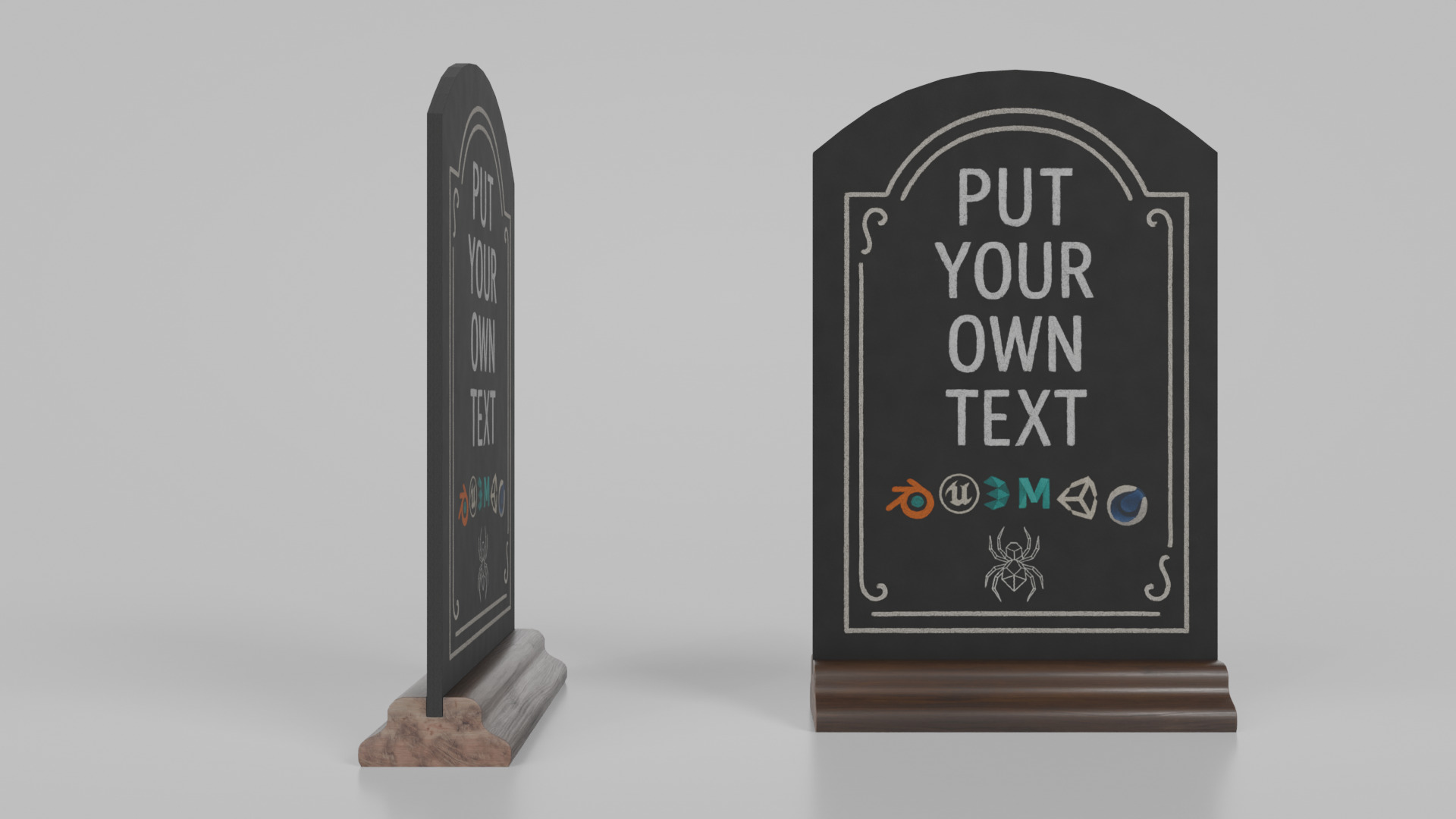 Customizable Countertop Arched-Top Chalkboard - Ogee Stand Low-poly 3D model_6