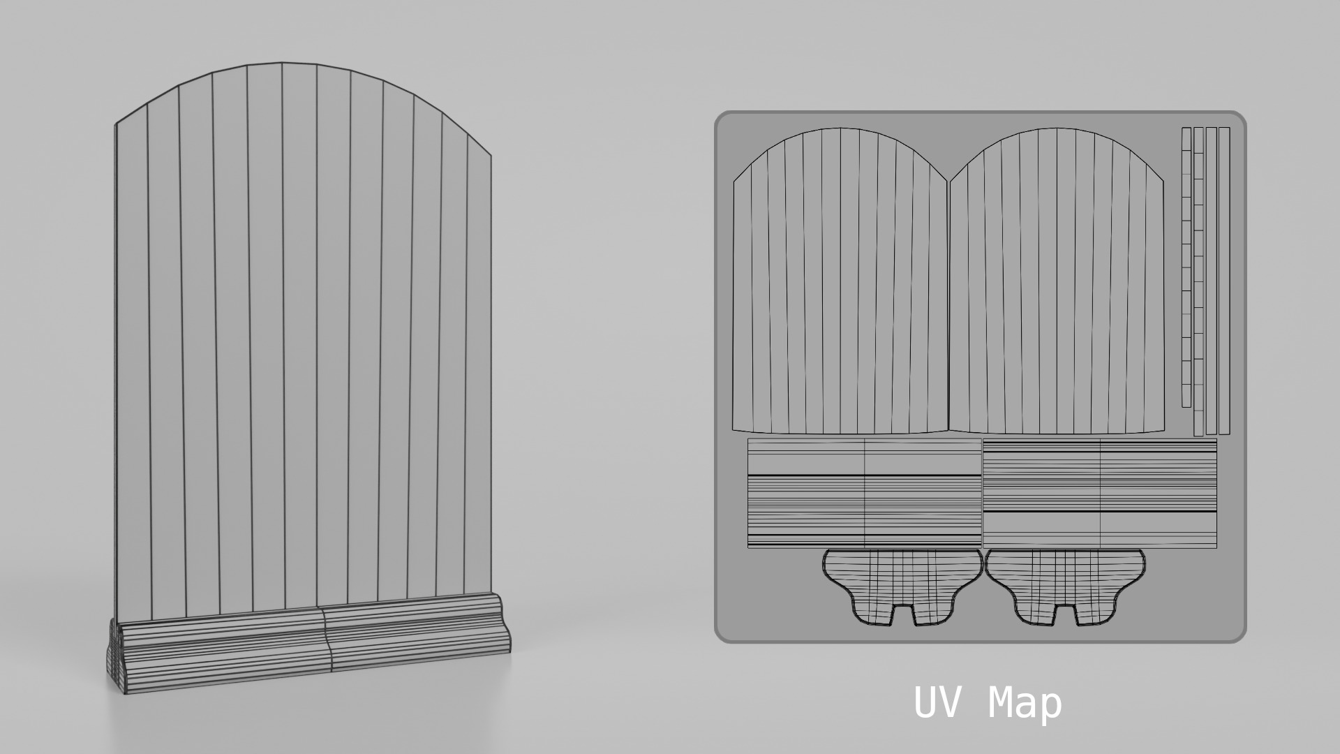 Customizable Countertop Arched-Top Chalkboard - Ogee Stand Low-poly 3D model_12