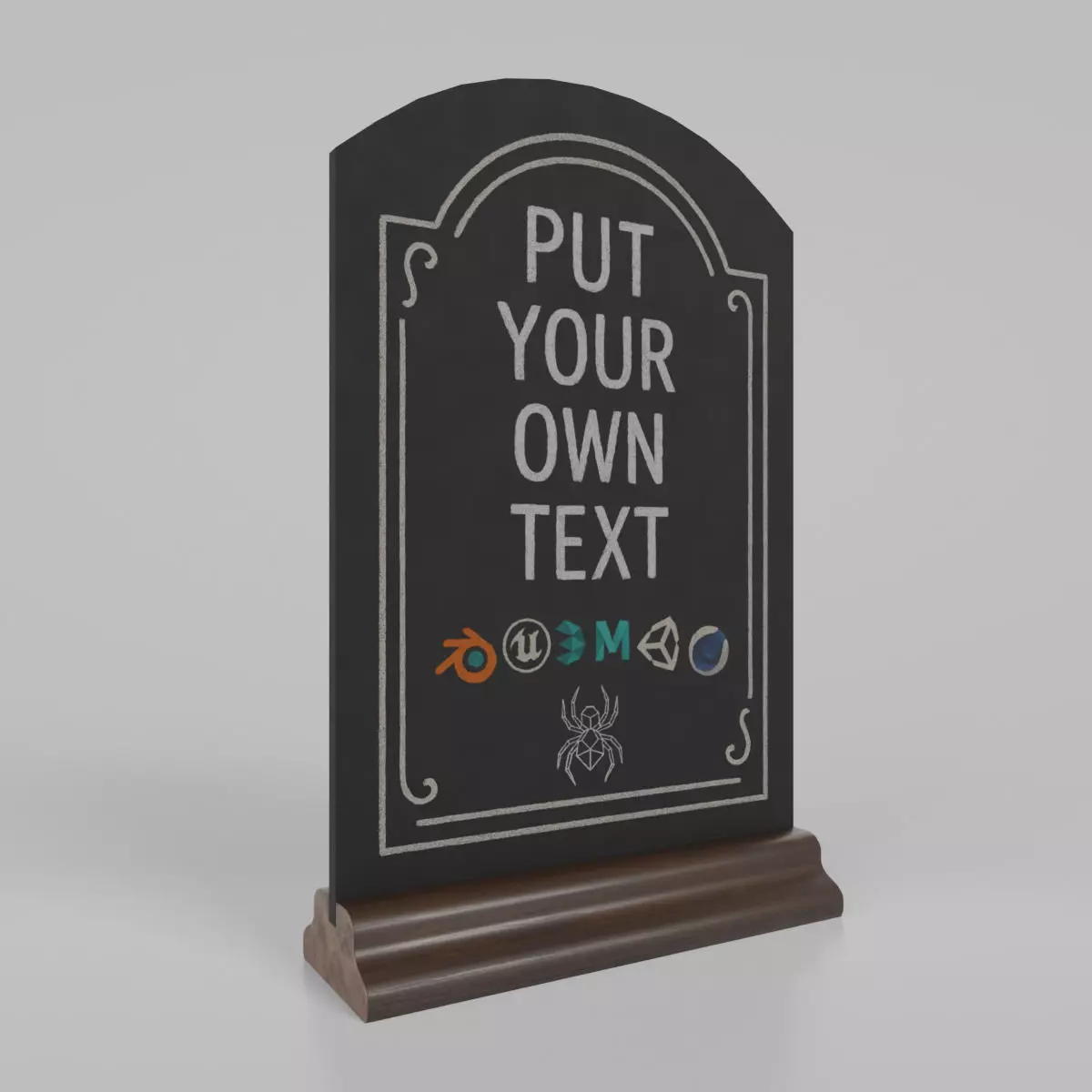 Customizable Countertop Arched-Top Chalkboard - Ogee Stand Low-poly 3D model_0