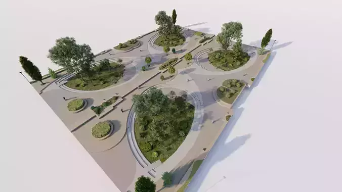 public park-Private Park Landscape Urban 3D model