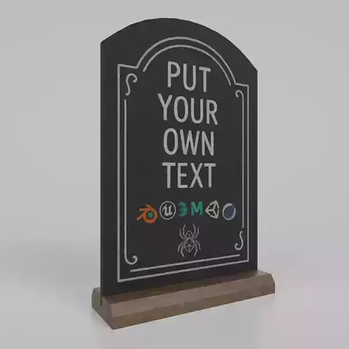Customizable Countertop Arched-Top Chalkboard - Beveled Stand Low-poly 3D model