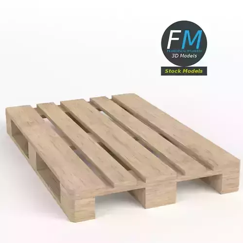 Wooden euro pallet skid 3D model