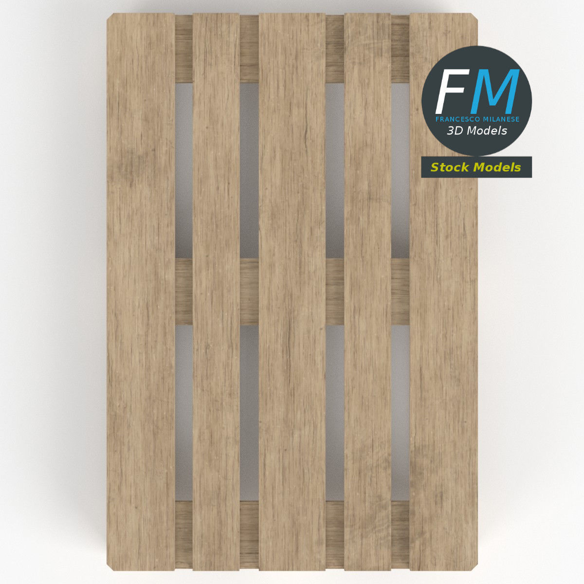 Wooden euro pallet skid 3D model_6