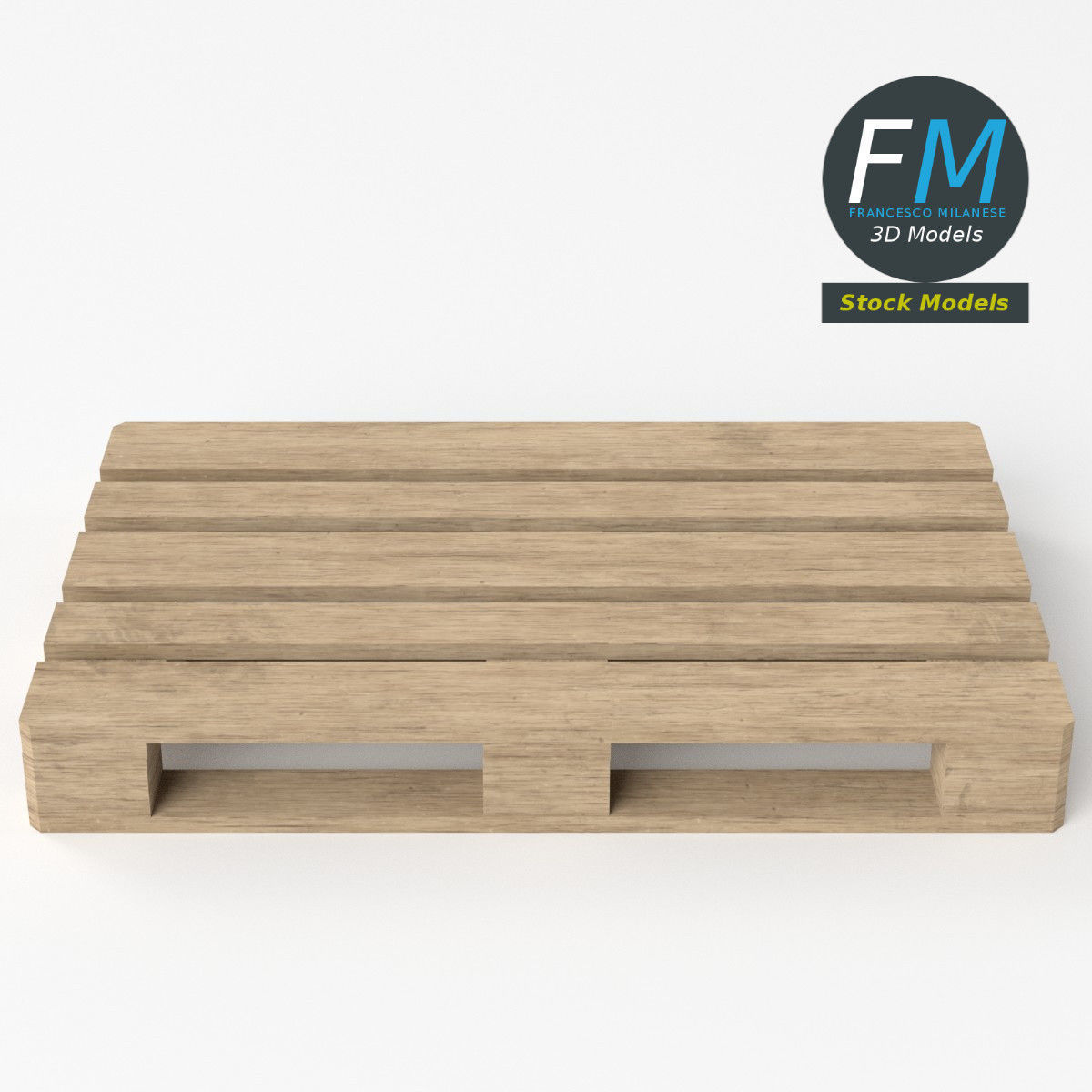 Wooden euro pallet skid 3D model_5