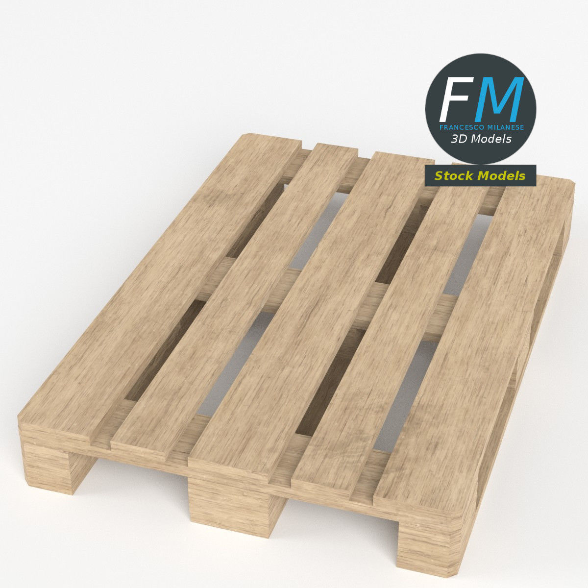 Wooden euro pallet skid 3D model_2