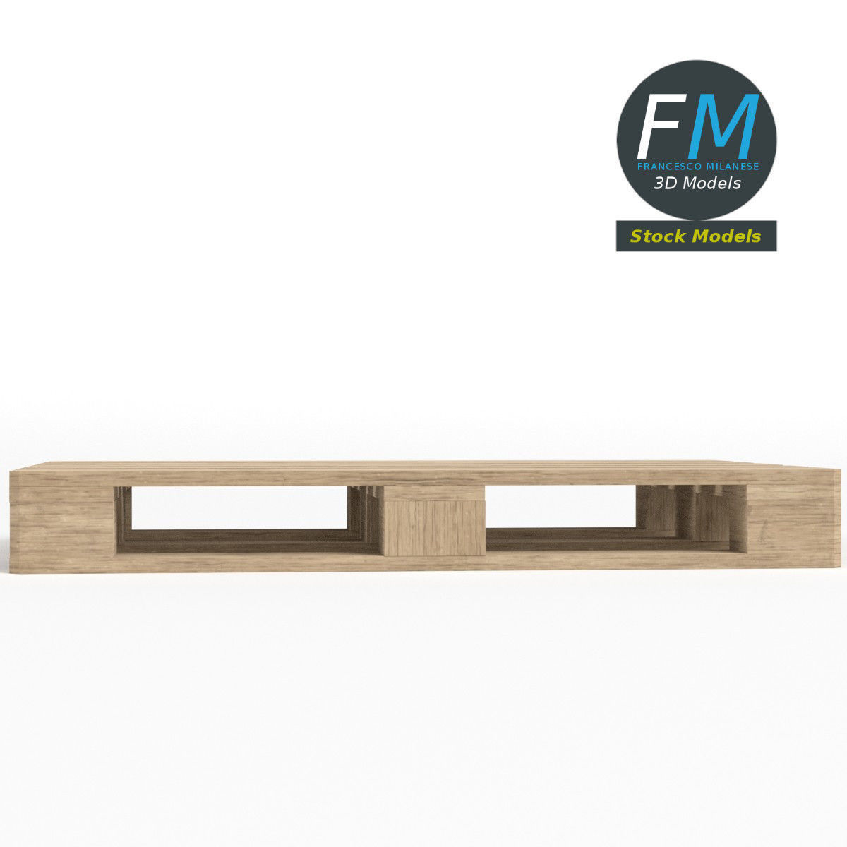 Wooden euro pallet skid 3D model_4