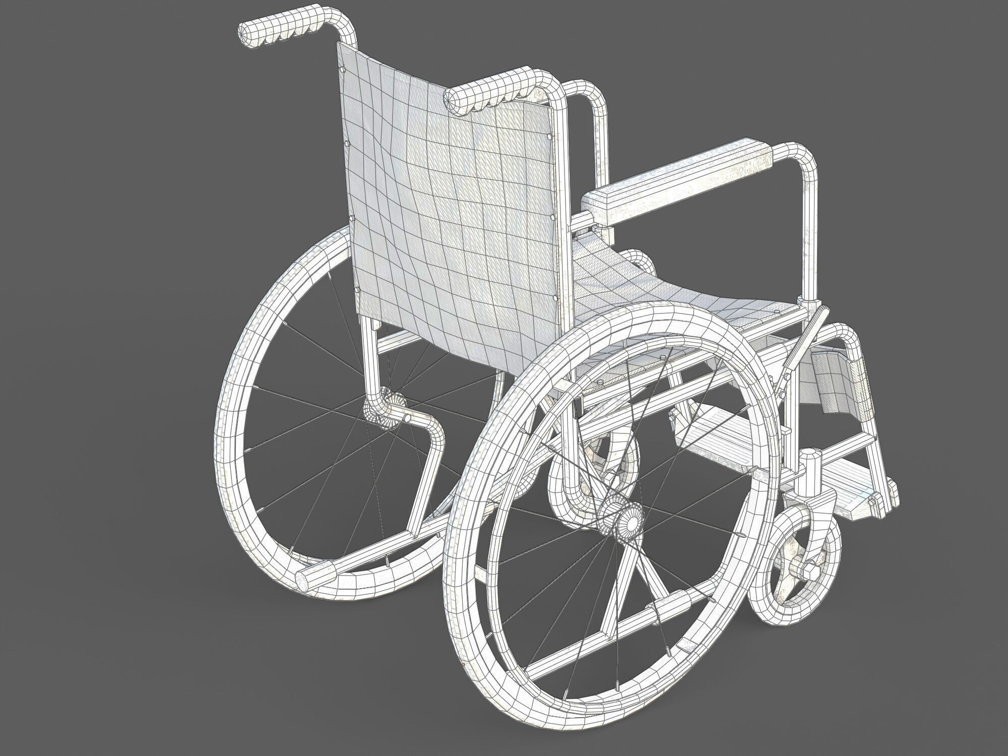 Medical wheelchair Low-poly 3D model_6