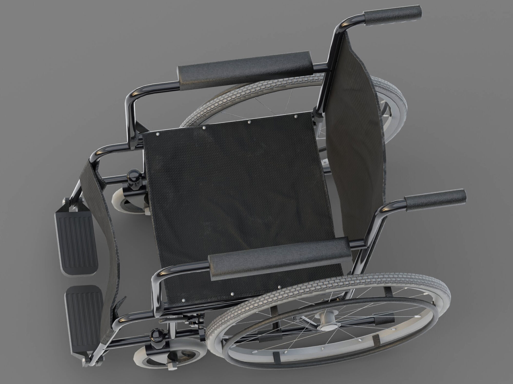 Medical wheelchair Low-poly 3D model_3