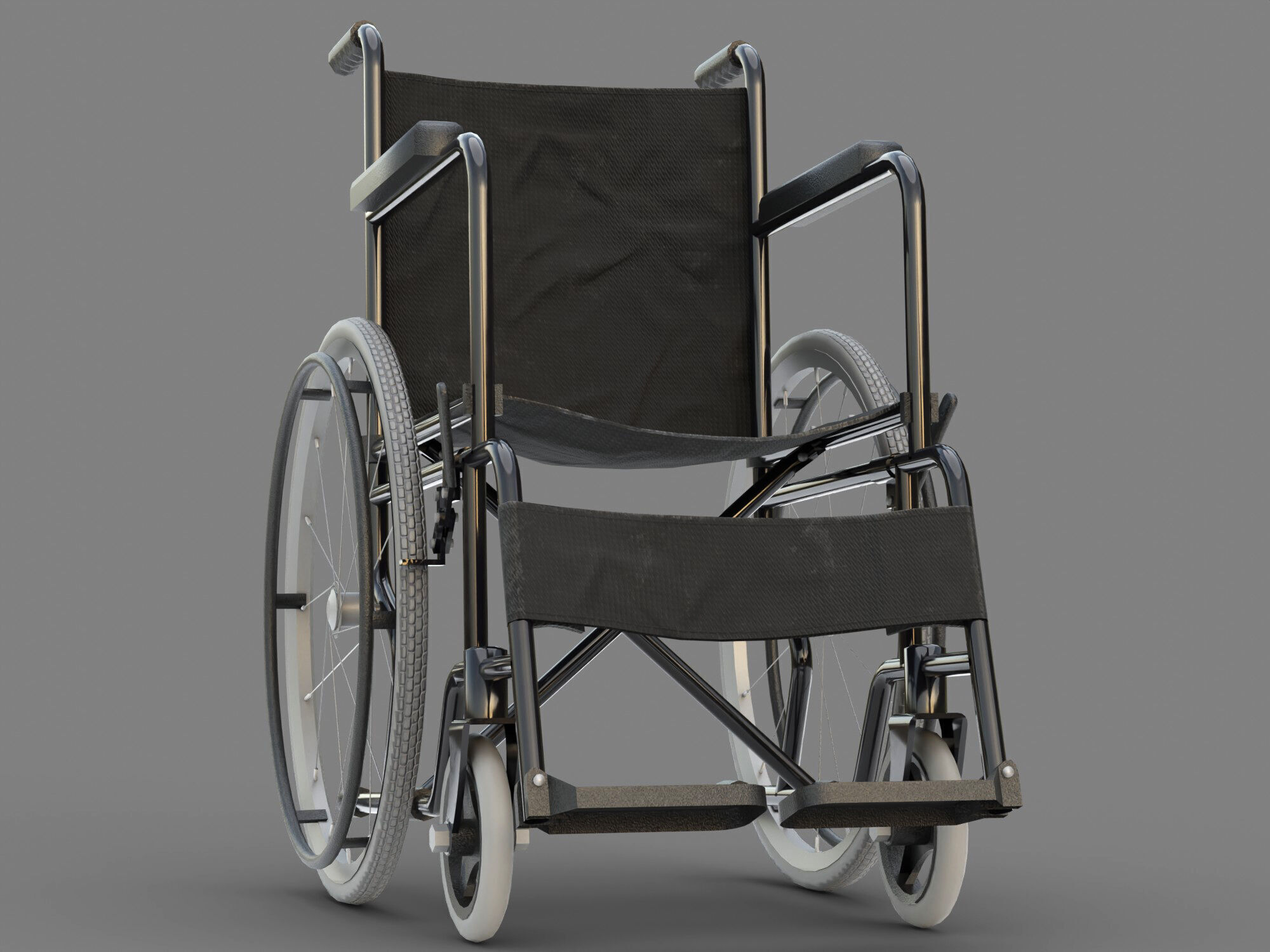 Medical wheelchair Low-poly 3D model_4