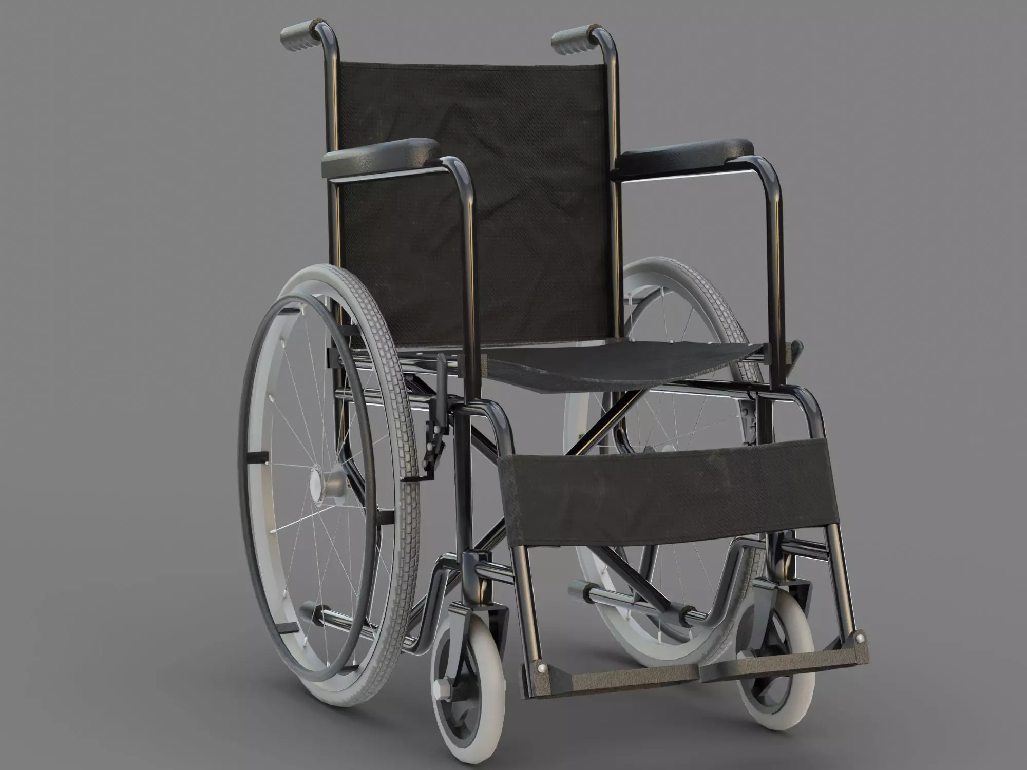 Medical wheelchair Low-poly 3D model_0
