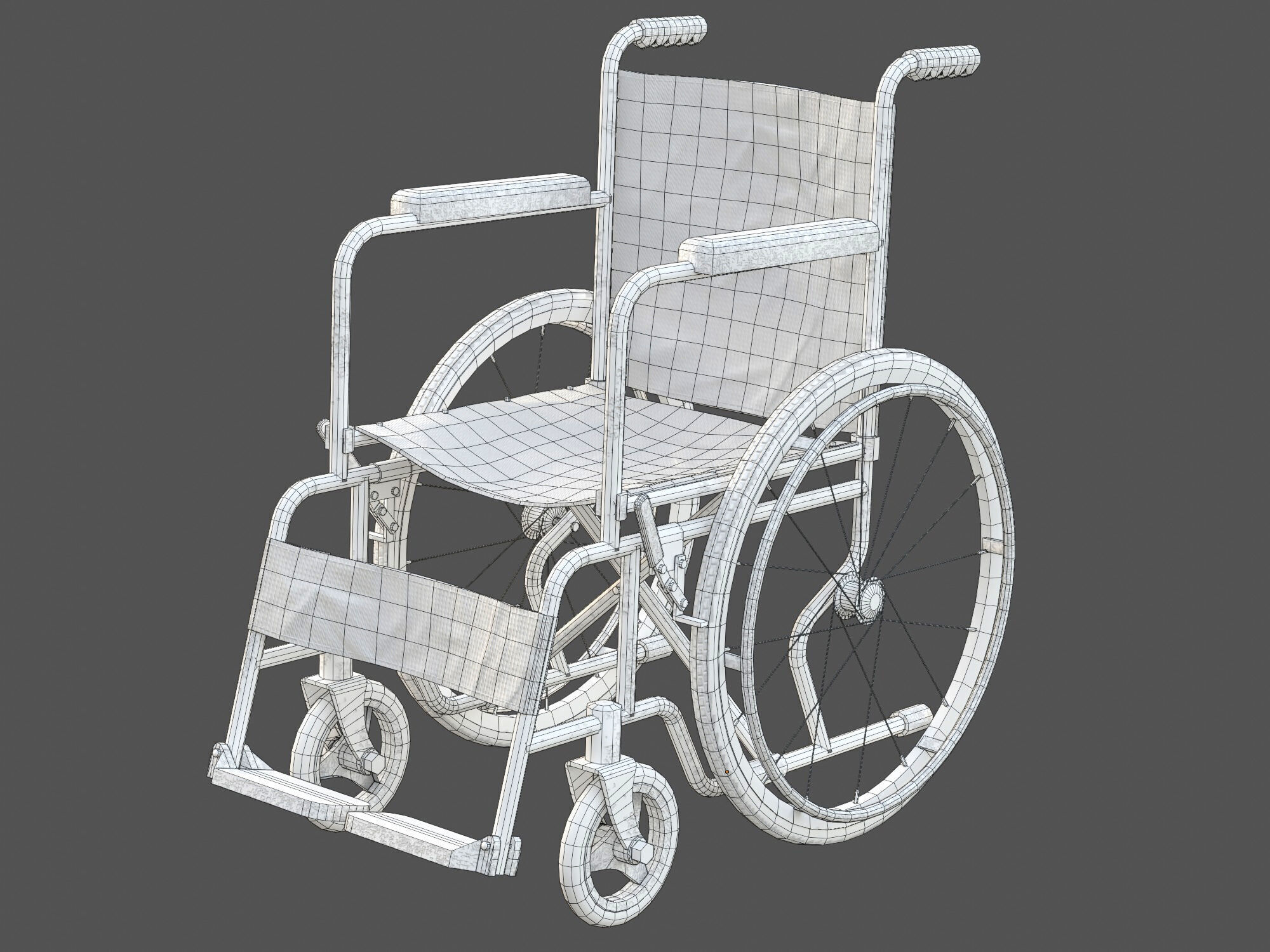 Medical wheelchair Low-poly 3D model_5