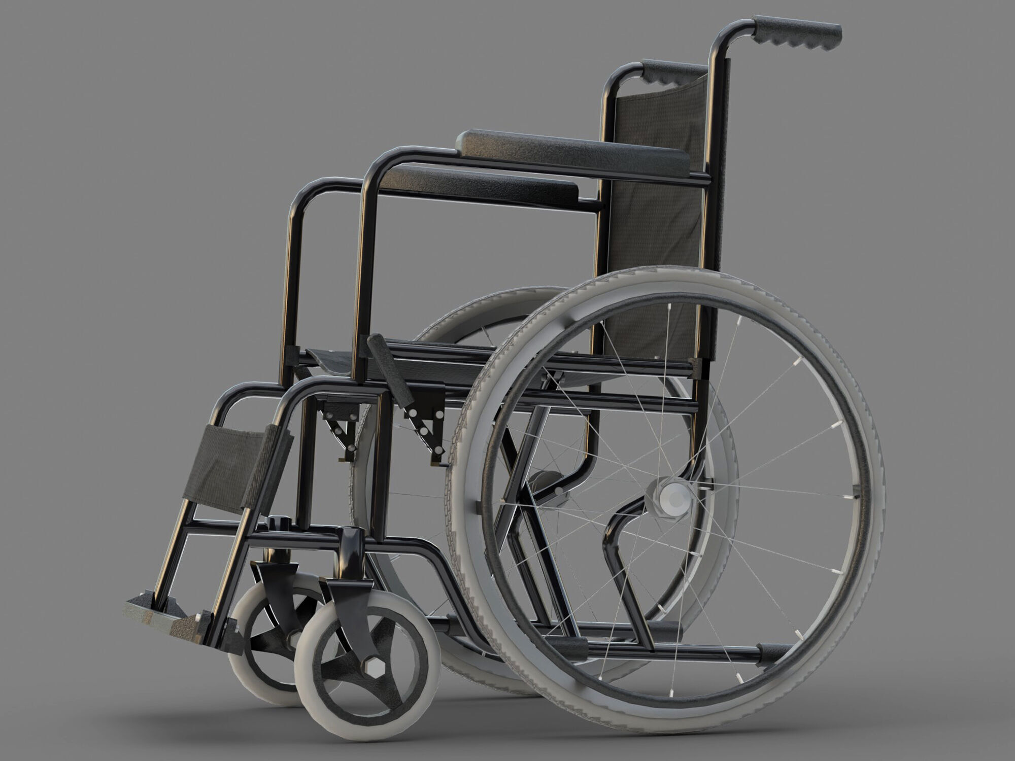 Medical wheelchair Low-poly 3D model_2