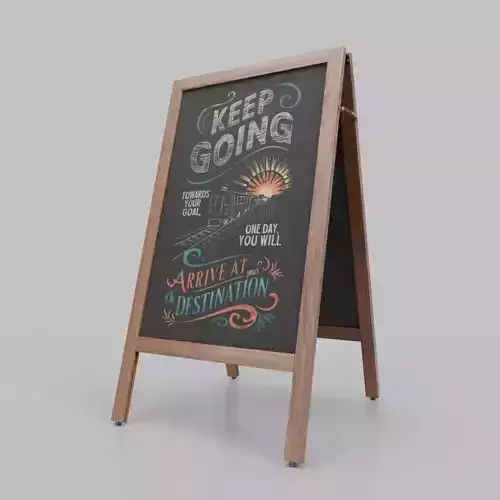 Customizable Sidewalk Wooden A-Frame Chalkboard Sign Low-poly 3D model