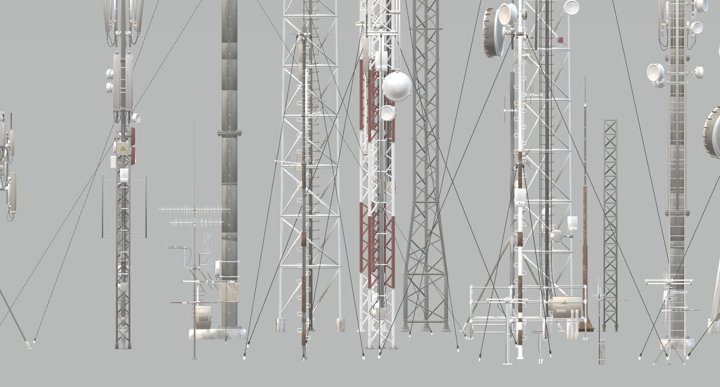 Radio tower antenna 3D model_1