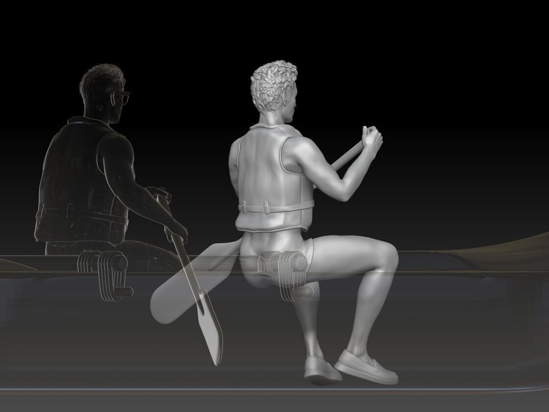 canoe boy 2 3D print model_2