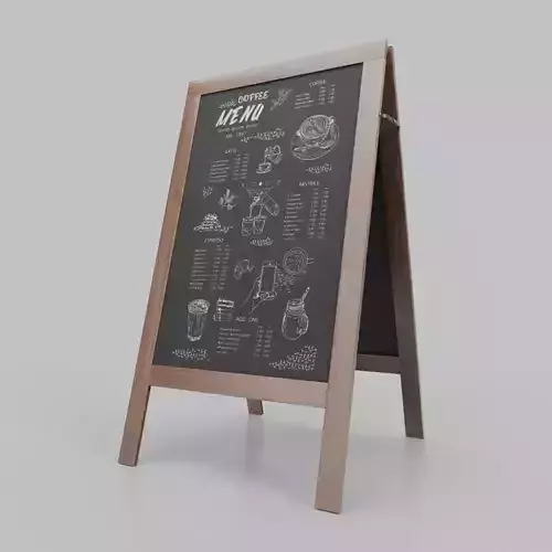 Customizable Regular Wooden A-Frame Chalkboard Sign Low-poly 3D model