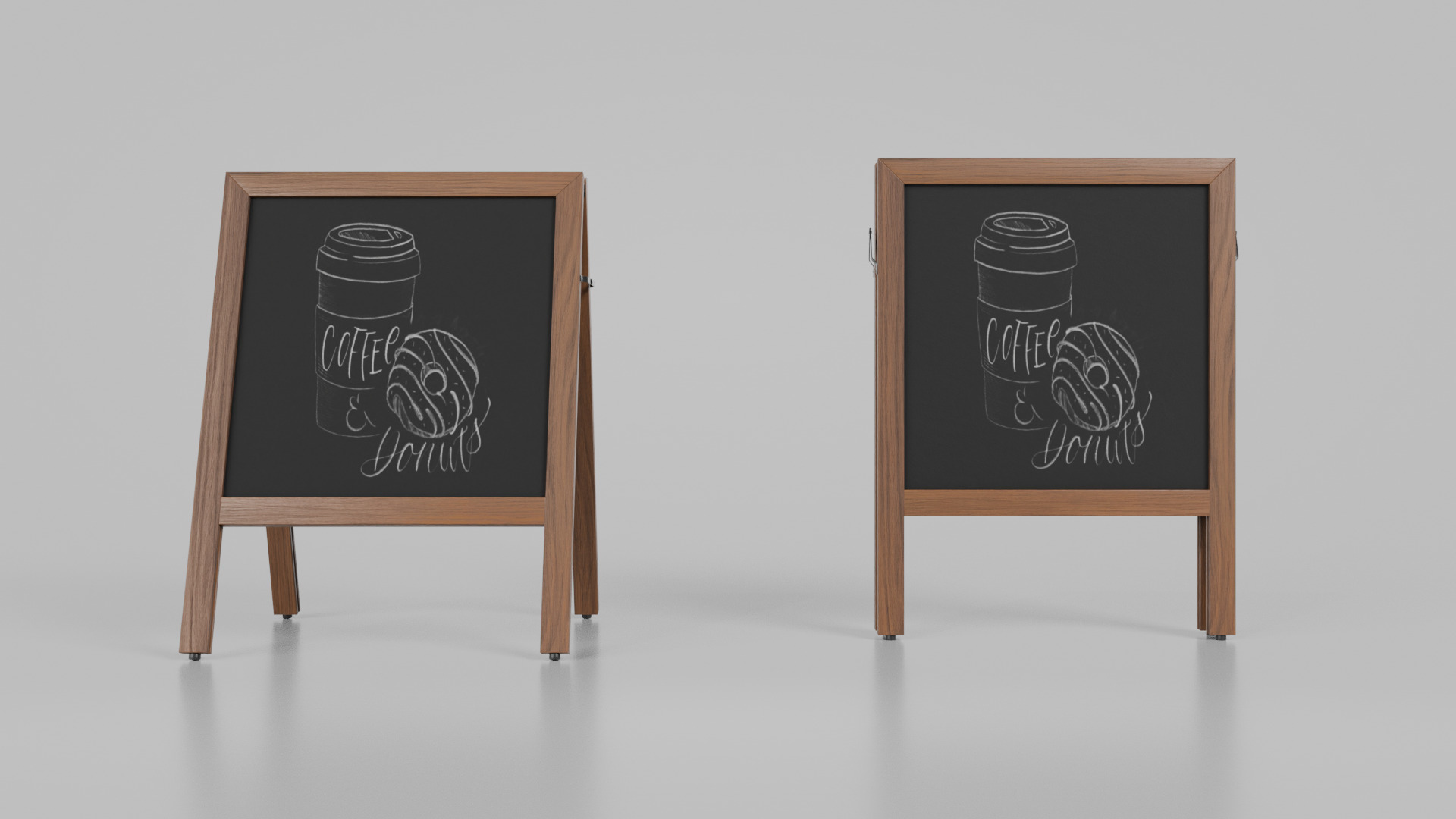 Customizable Square Wooden A-Frame Chalkboard Sign Low-poly 3D model_9