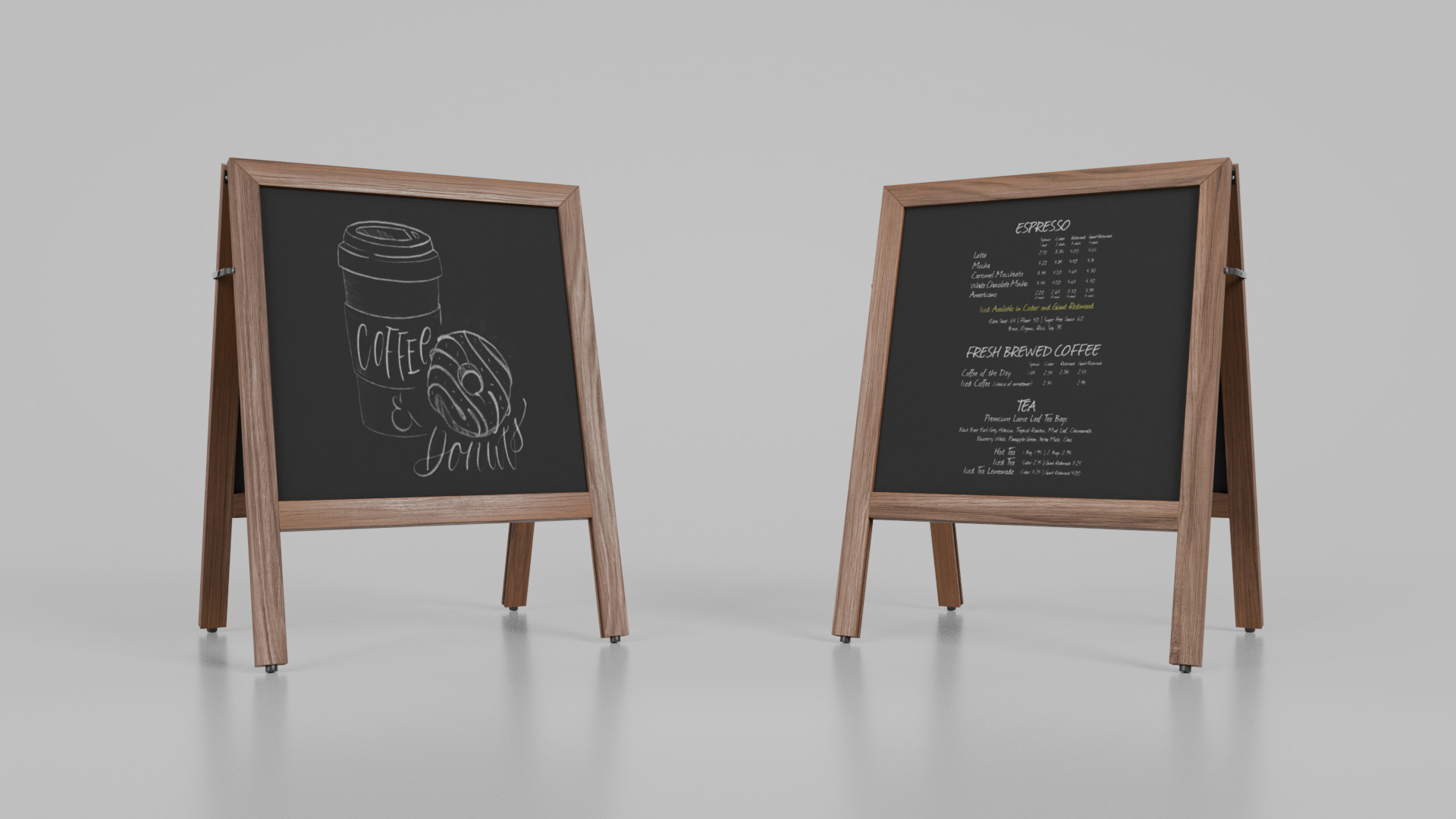 Customizable Square Wooden A-Frame Chalkboard Sign Low-poly 3D model_7