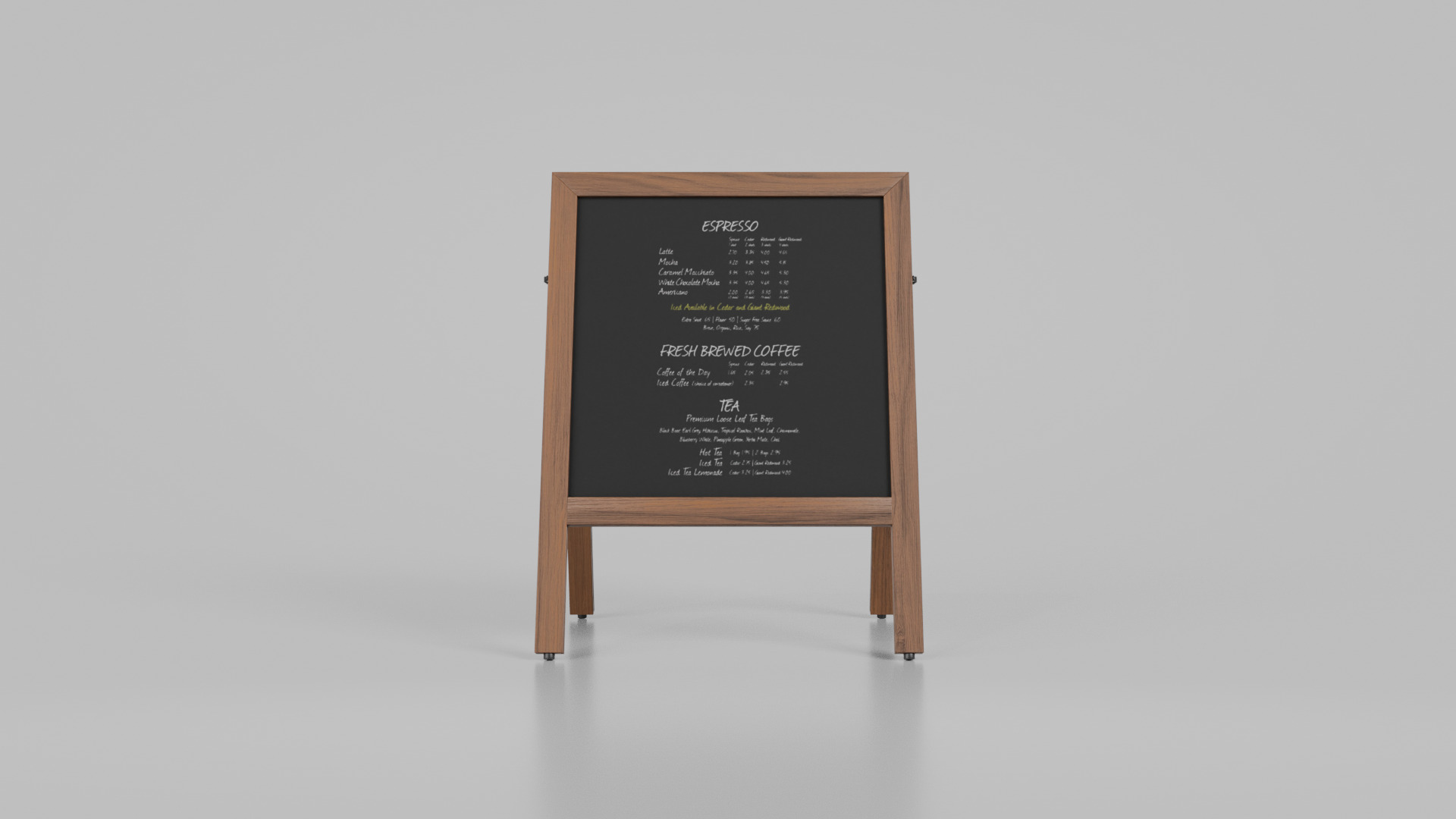 Customizable Square Wooden A-Frame Chalkboard Sign Low-poly 3D model_5