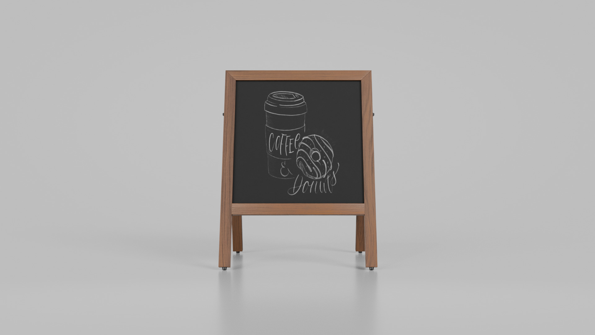 Customizable Square Wooden A-Frame Chalkboard Sign Low-poly 3D model_4