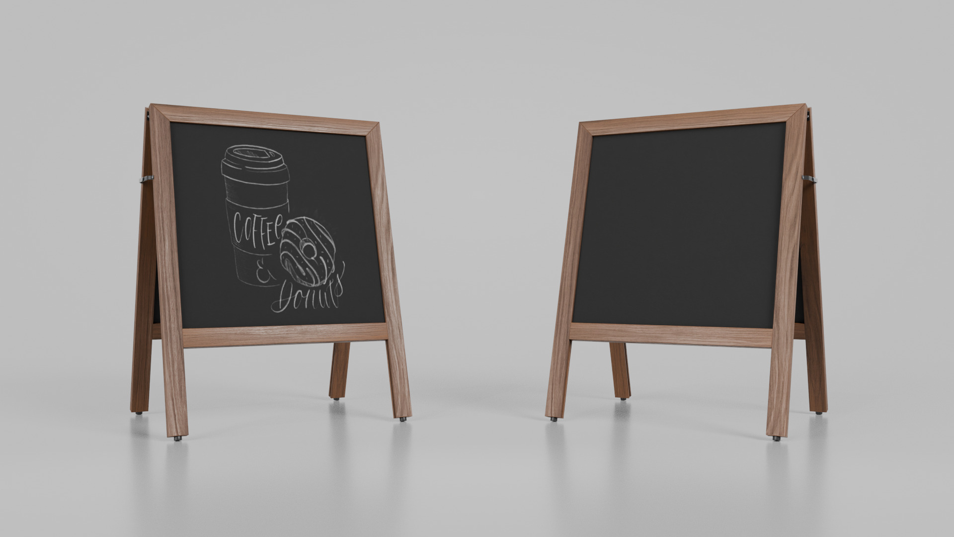 Customizable Square Wooden A-Frame Chalkboard Sign Low-poly 3D model_8