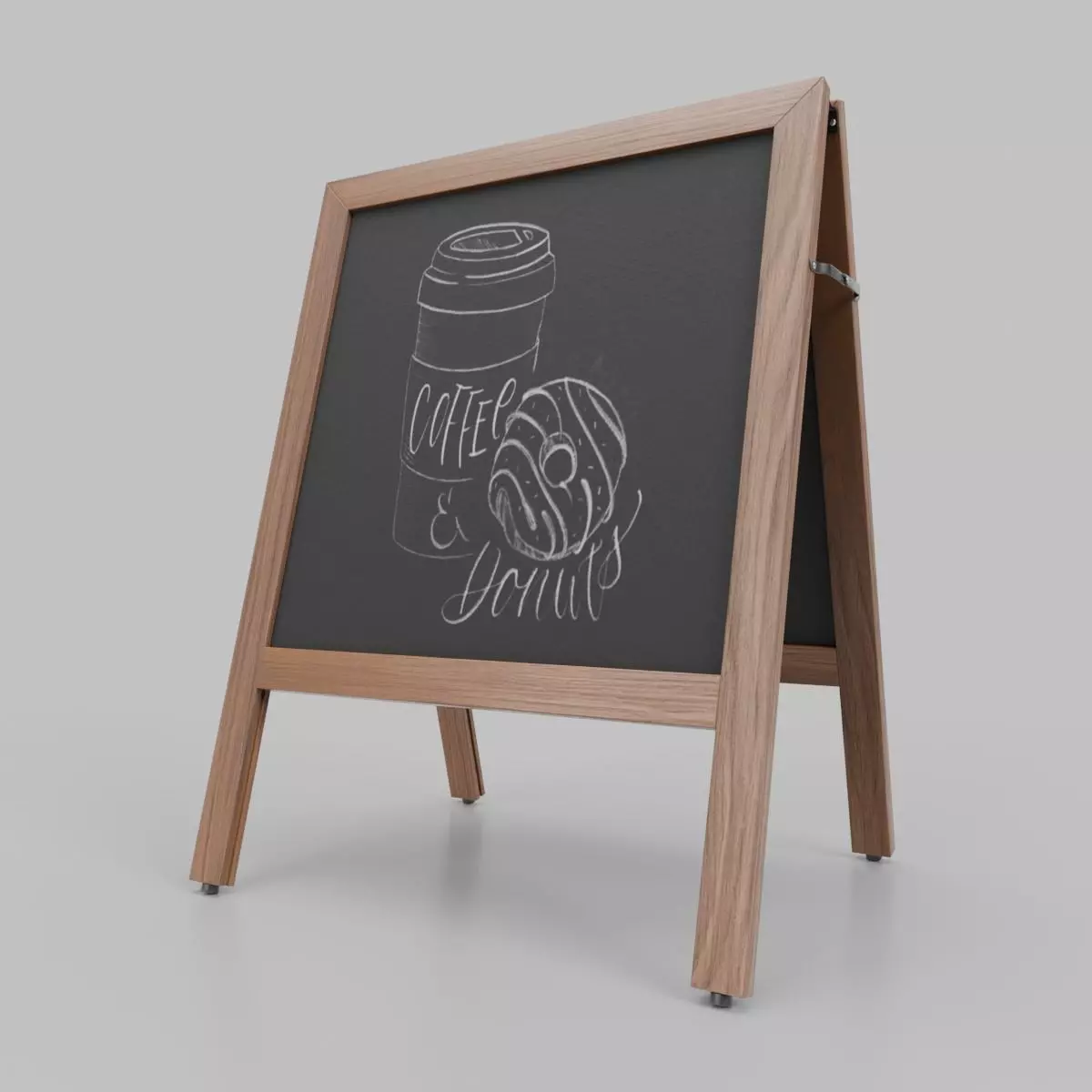Customizable Square Wooden A-Frame Chalkboard Sign Low-poly 3D model_0