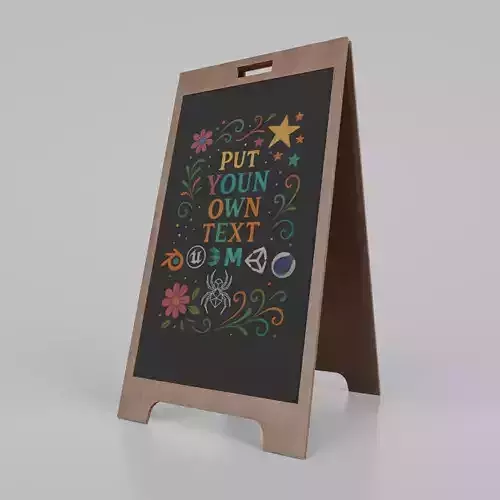 Customizable Heavy Duty Modern A-Frame Chalkboard Sign Low-poly 3D model