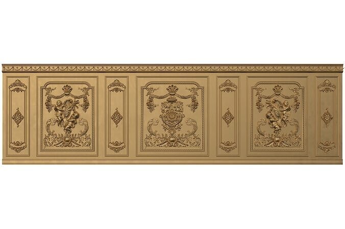 royal wall paneling B 3D model