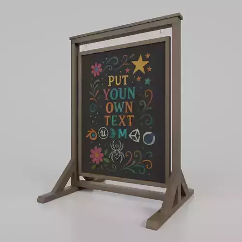 Customizable Double Sided Swinging Wooden Chalkboard Sign Low-poly 3D model