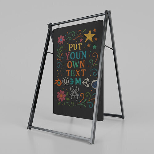 Customizable Double Sided Swinging Steel Chalkboard Sign Low-poly 3D model
