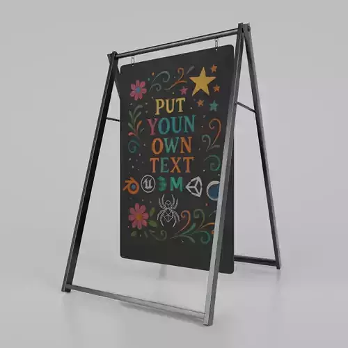 Customizable Double Sided Swinging Steel Chalkboard Sign Low-poly 3D model