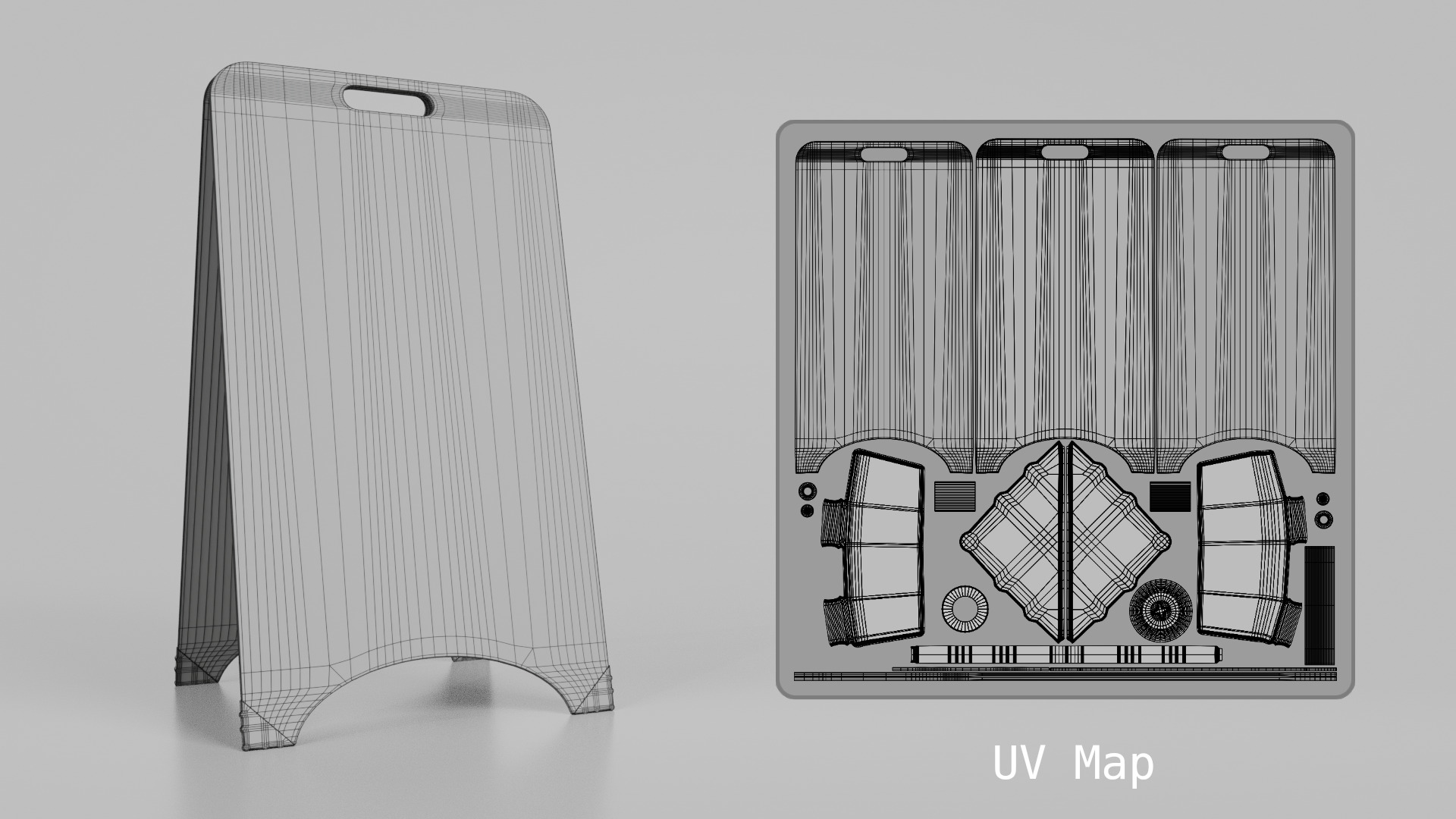 Customizable Black Modern A-Frame Chalkboard Sign Low-poly 3D model_14