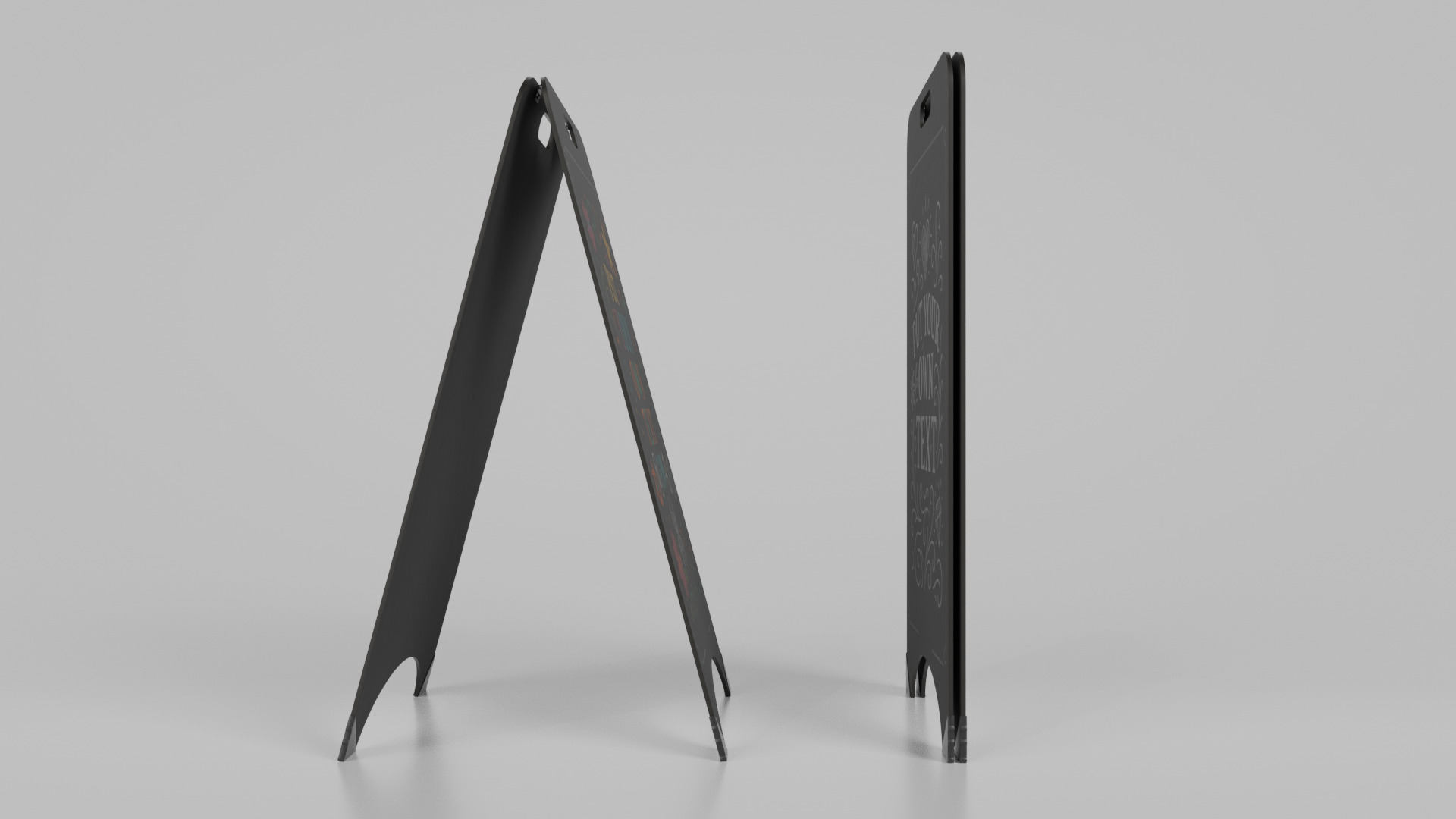 Customizable Black Modern A-Frame Chalkboard Sign Low-poly 3D model_9