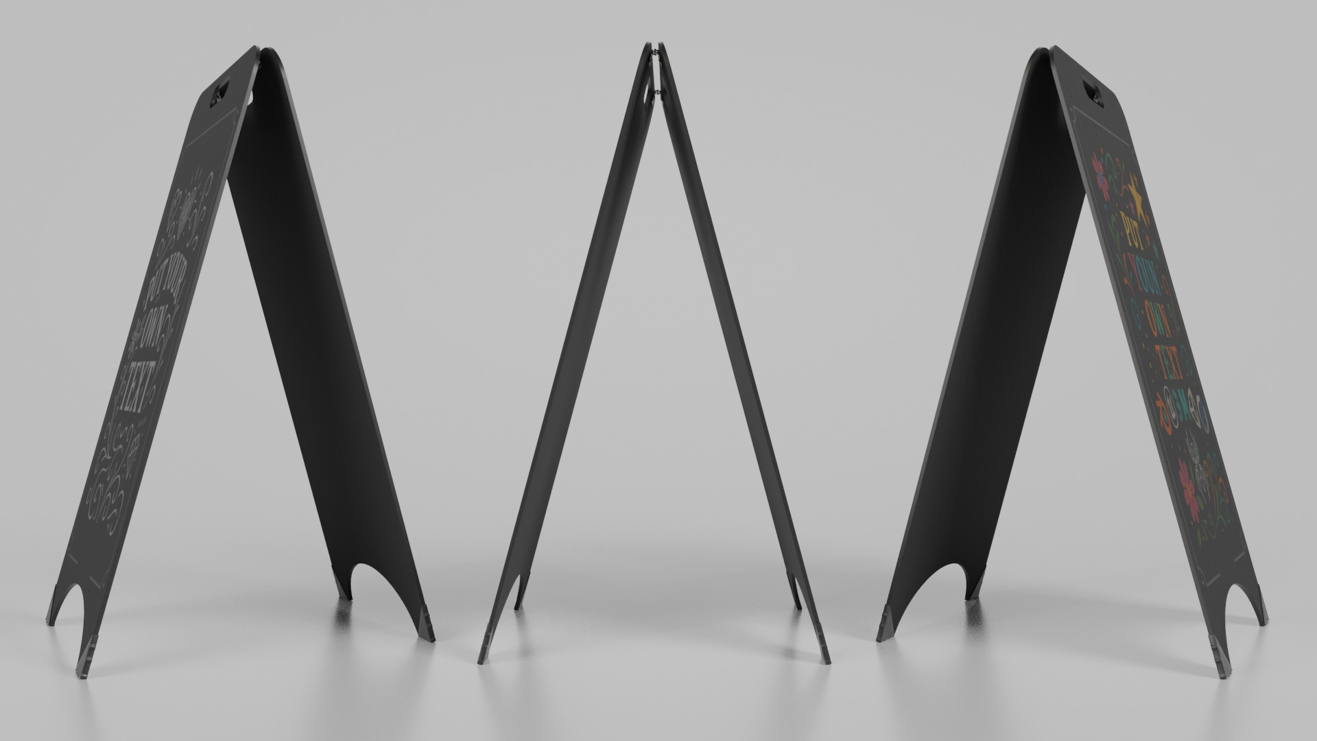 Customizable Black Modern A-Frame Chalkboard Sign Low-poly 3D model_12