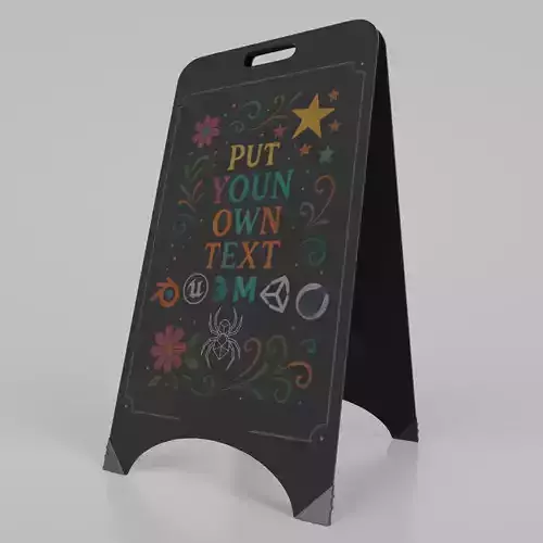 Customizable Black Modern A-Frame Chalkboard Sign Low-poly 3D model