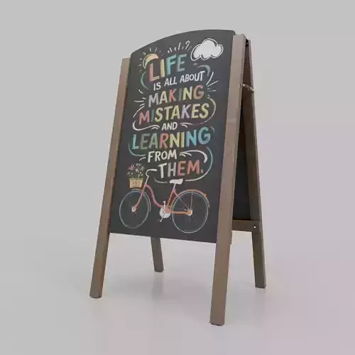 Customizable A-Frame Chalkboard Sign Low-poly 3D model