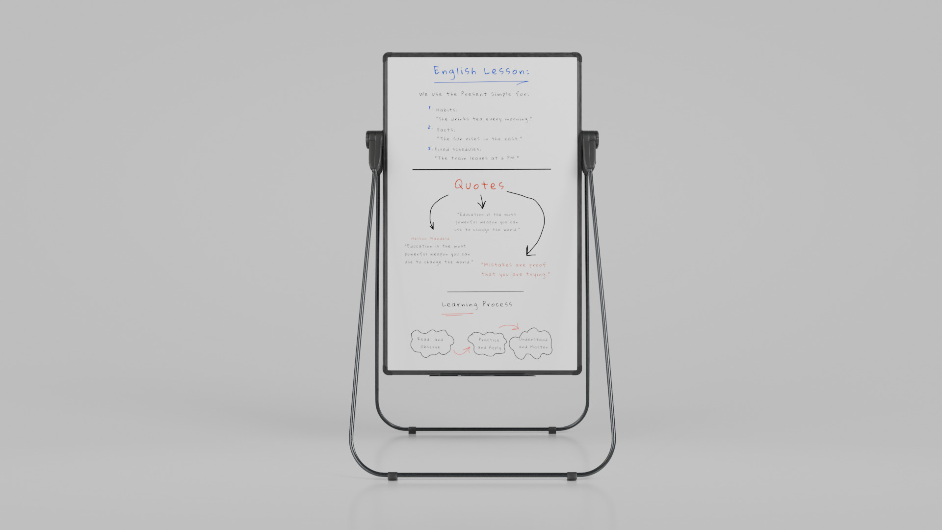 Customizable U-Stand Whiteboard Tall Writing Board Low-poly 3D model_5
