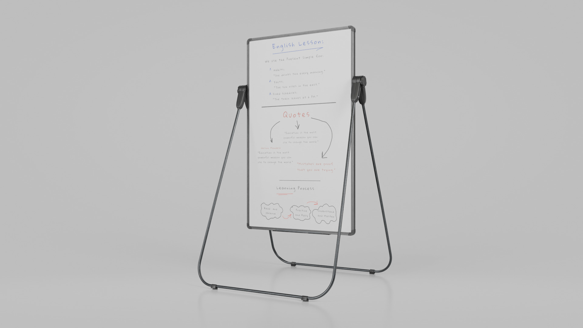 Customizable U-Stand Whiteboard Tall Writing Board Low-poly 3D model_3