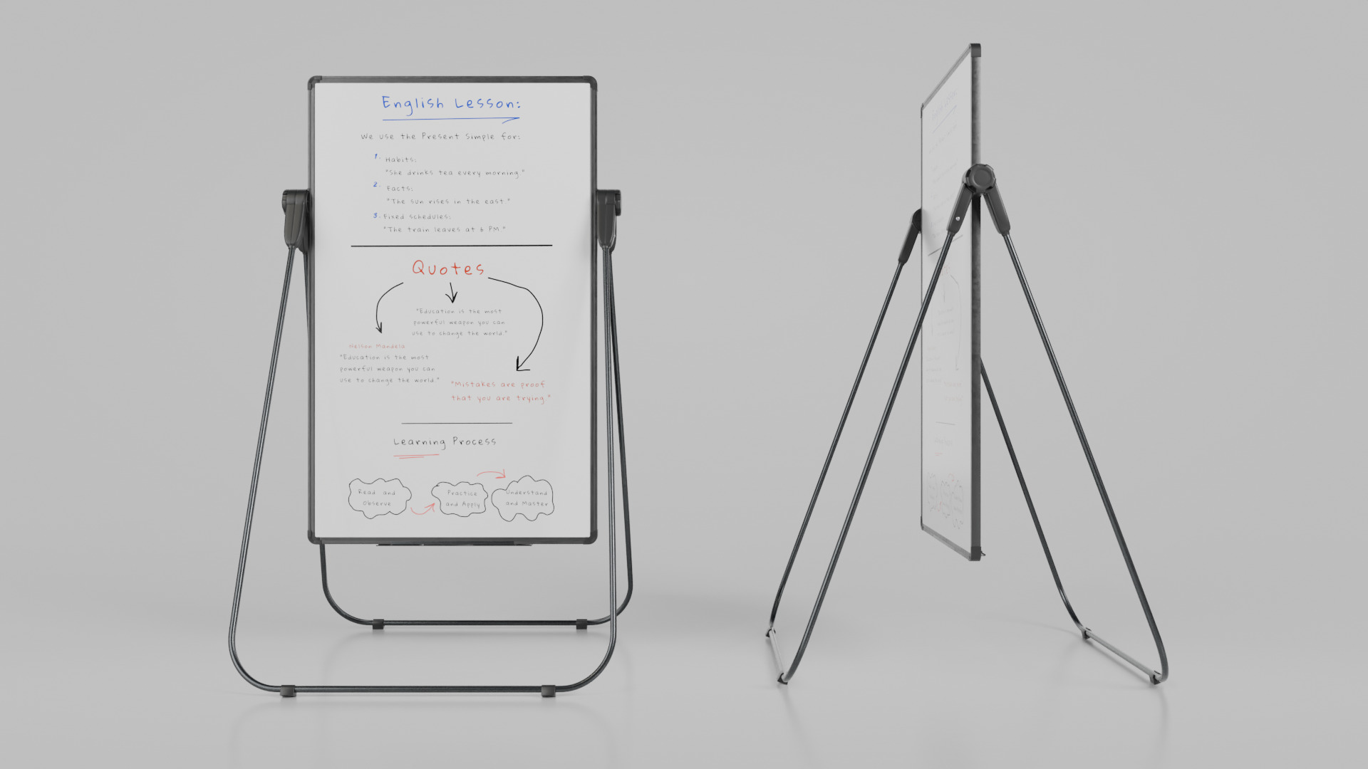 Customizable U-Stand Whiteboard Tall Writing Board Low-poly 3D model_6