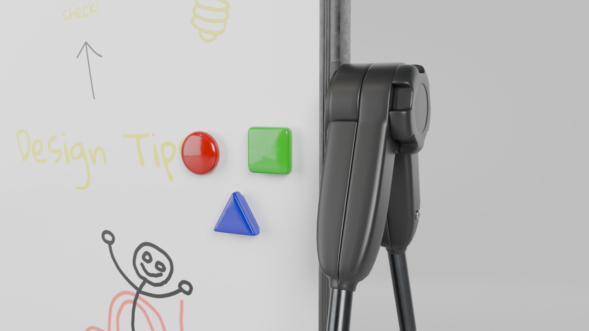 Customizable U-Stand Whiteboard Tall Writing Board Low-poly 3D model_12