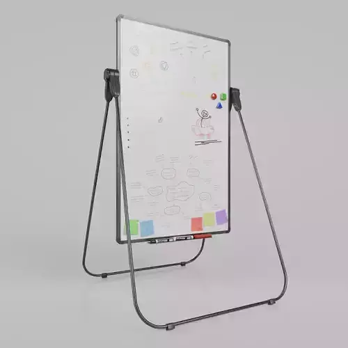 Customizable U-Stand Whiteboard Tall Writing Board Low-poly 3D model