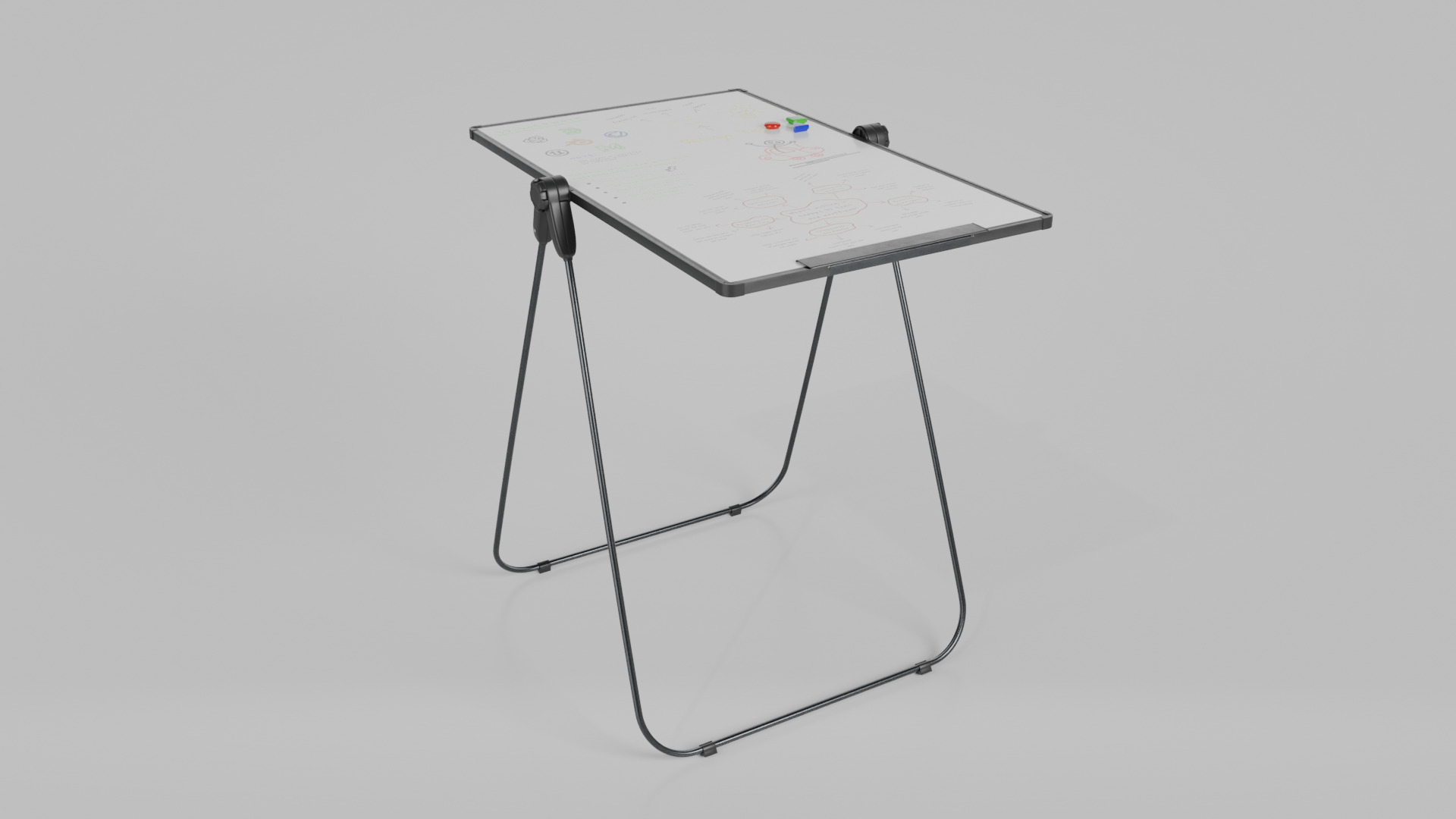 Customizable U-Stand Whiteboard Tall Writing Board Low-poly 3D model_13