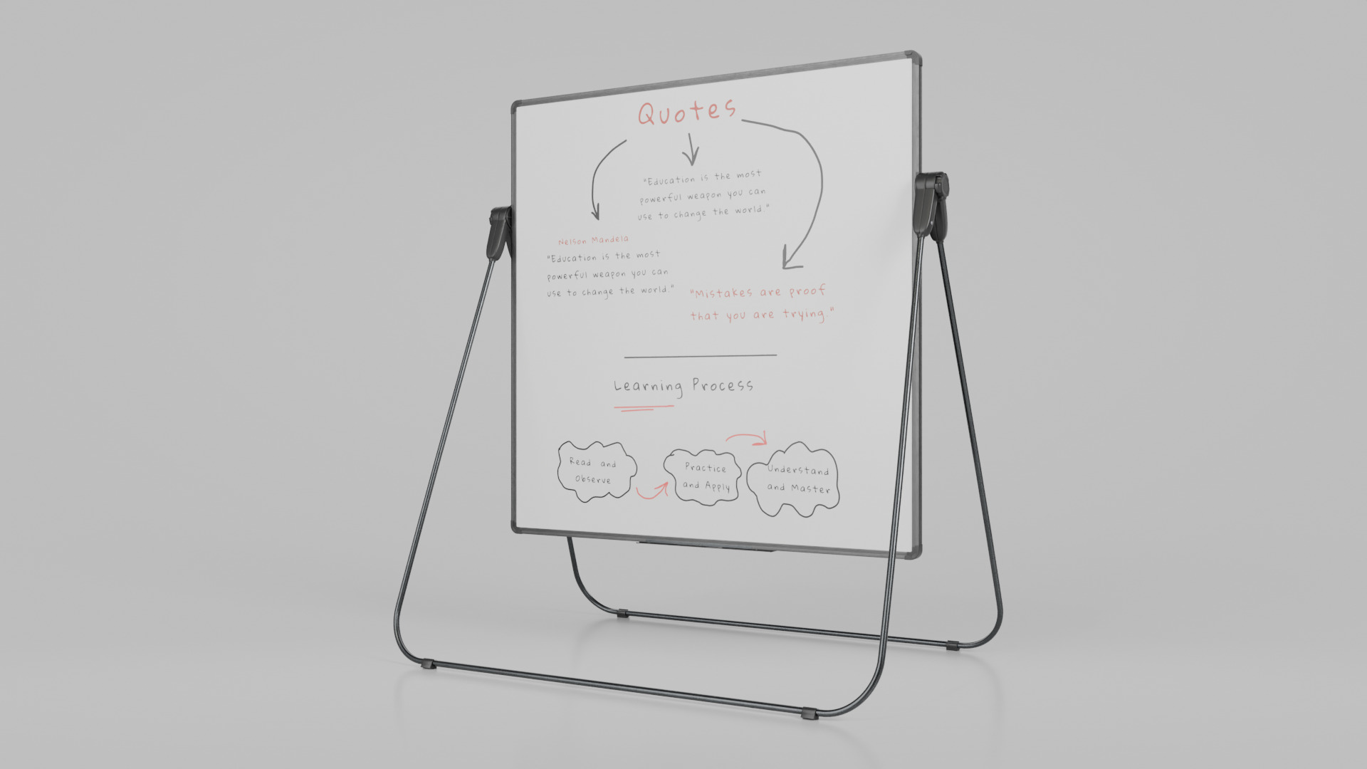 Customizable U-Stand Whiteboard Square Writing Board Low-poly 3D model_3