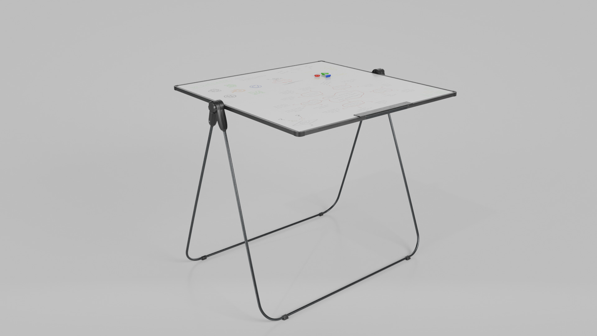 Customizable U-Stand Whiteboard Square Writing Board Low-poly 3D model_13