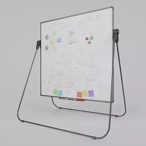 Customizable U-Stand Whiteboard Square Writing Board Low-poly 3D model